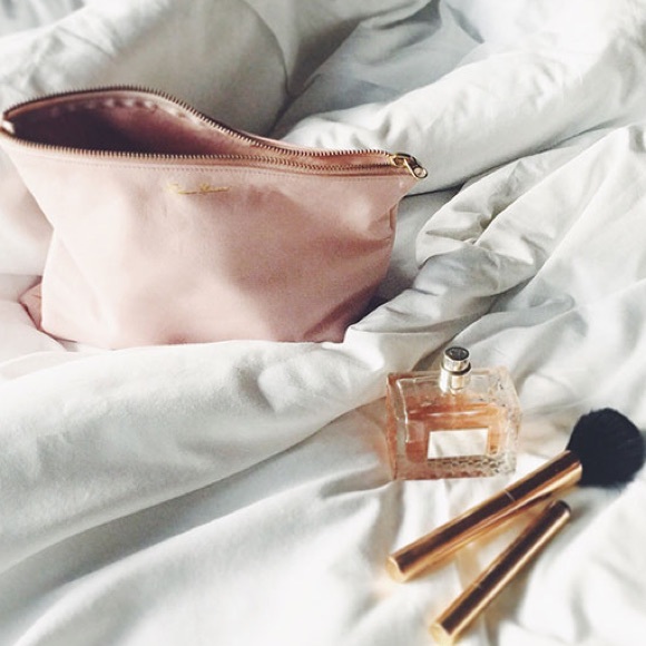 💗NWT in box BLUSH LEATHER clutch - Picture 1 of 3